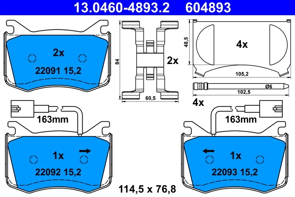 Brake Pad Set, disc brake 13.0460-4893.2