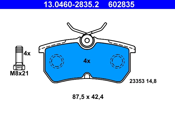 Brake Pad Set, disc brake 13.0460-2835.2