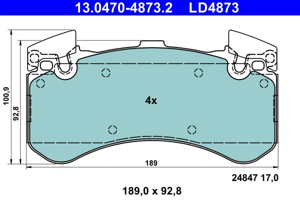 Brake Pad Set, disc brake ATE Ceramic 13.0470-4873.2