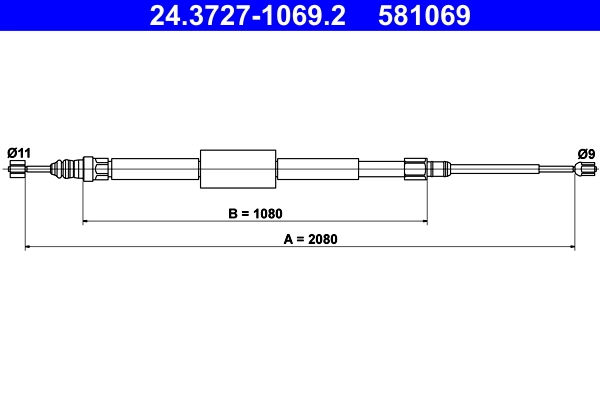 Cable Pull, parking brake 24.3727-1069.2