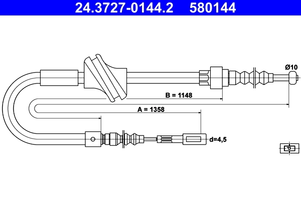 Cable Pull, parking brake 24.3727-0144.2