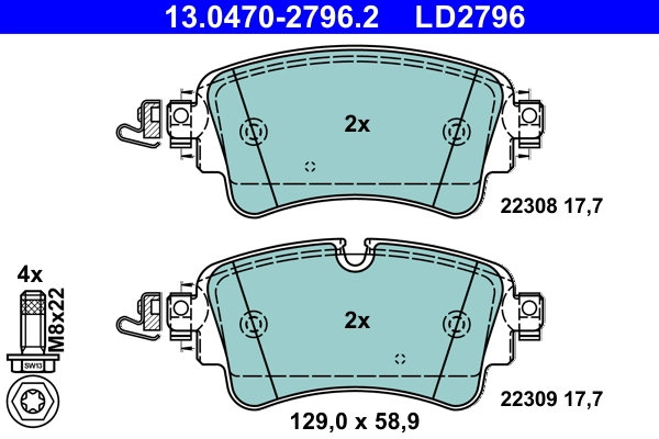 Brake Pad Set, disc brake ATE Ceramic 13.0470-2796.2