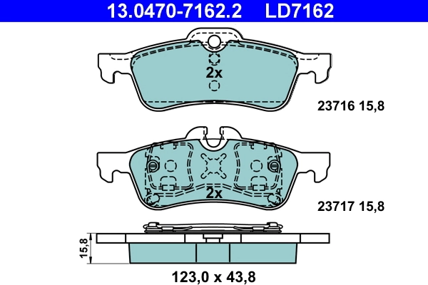 Brake Pad Set, disc brake ATE Ceramic 13.0470-7162.2