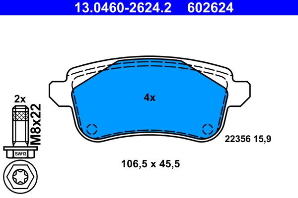 Brake Pad Set, disc brake 13.0460-2624.2