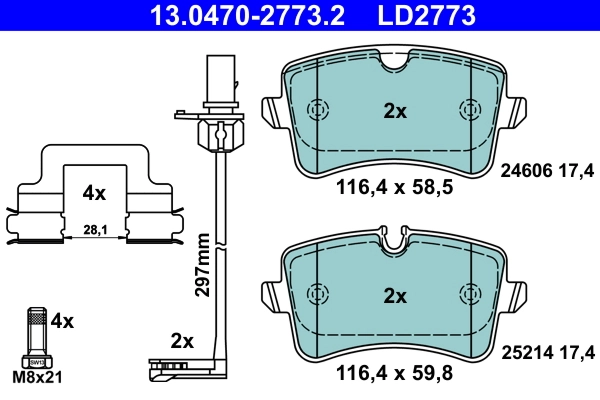 Brake Pad Set, disc brake ATE Ceramic 13.0470-2773.2
