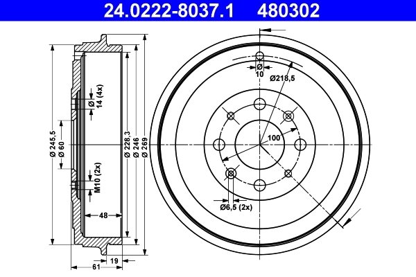Brake Drum 24.0222-8037.1
