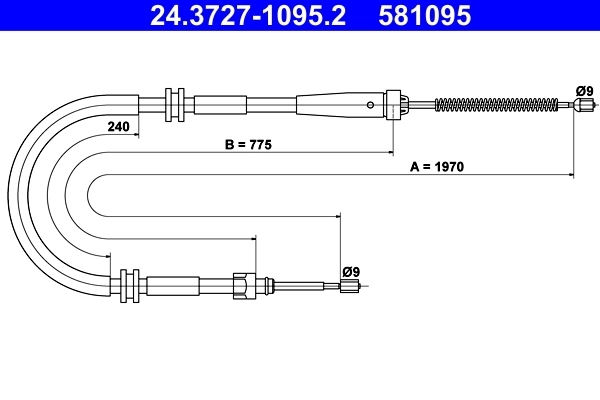 Cable Pull, parking brake 24.3727-1095.2