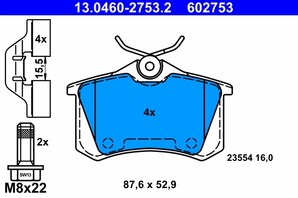 Brake Pad Set, disc brake 13.0460-2753.2