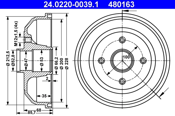 Brake Drum 24.0220-0039.1