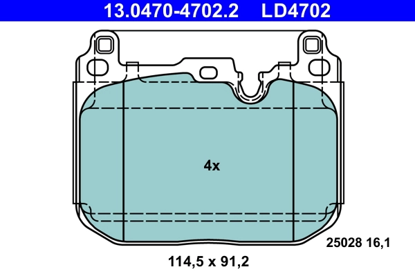 Brake Pad Set, disc brake ATE Ceramic 13.0470-4702.2