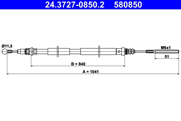 Cable Pull, parking brake 24.3727-0850.2