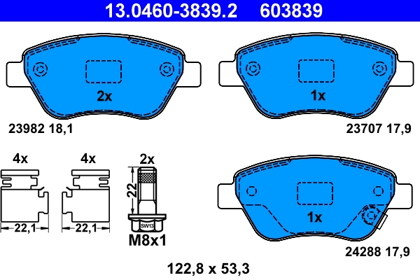 Brake Pad Set, disc brake 13.0460-3839.2