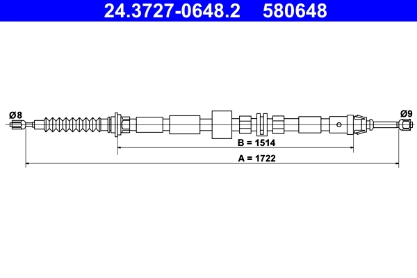 Cable Pull, parking brake 24.3727-0648.2