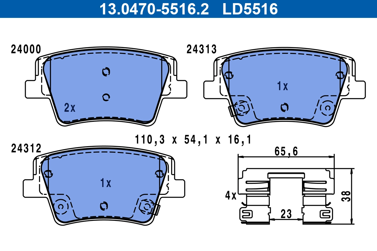 Brake Pad Set, disc brake ATE Ceramic 13.0470-5516.2