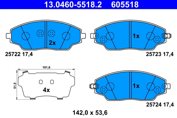 Brake Pad Set, disc brake 13.0460-5518.2