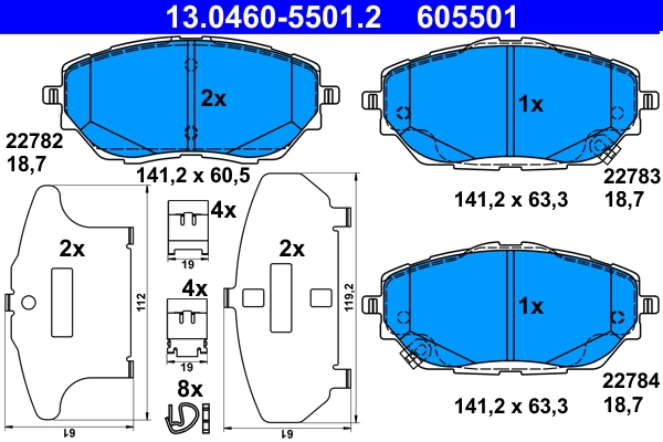 Brake Pad Set, disc brake 13.0460-5501.2