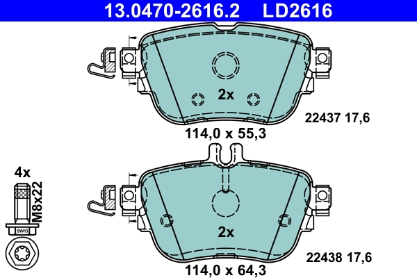 Brake Pad Set, disc brake ATE Ceramic 13.0470-2616.2