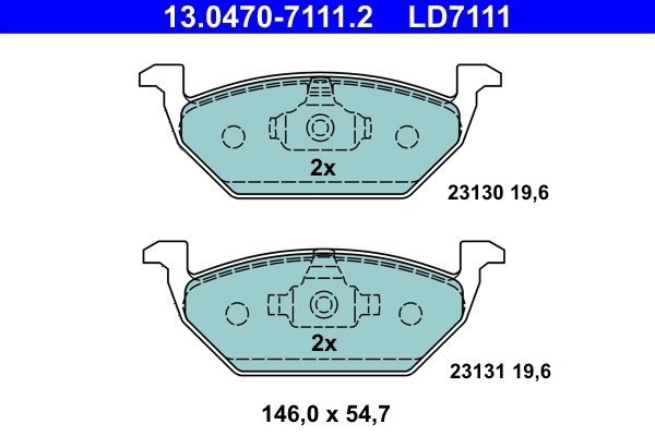 Brake Pad Set, disc brake ATE Ceramic 13.0470-7111.2