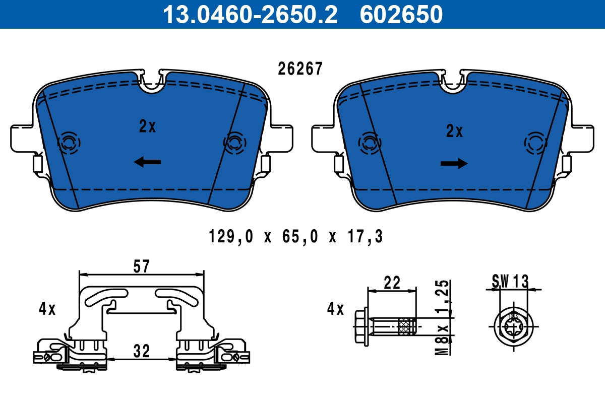Brake Pad Set, disc brake 13.0460-2650.2