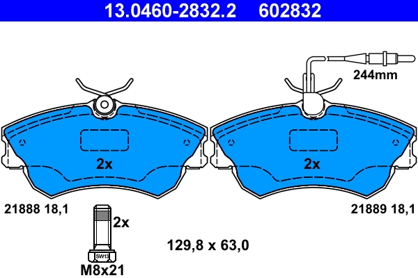 Brake Pad Set, disc brake 13.0460-2832.2