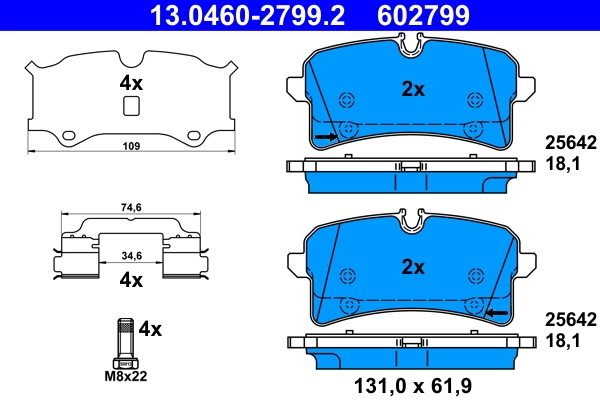 Brake Pad Set, disc brake 13.0460-2799.2