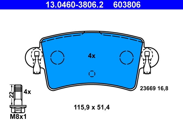 Brake Pad Set, disc brake 13.0460-3806.2