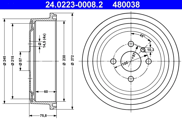 Brake Drum 24.0223-0008.2