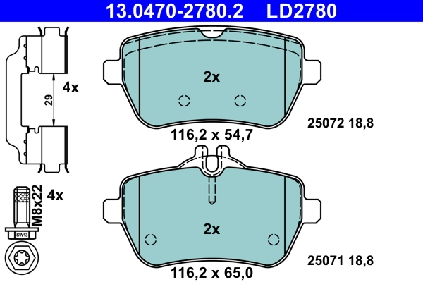 Brake Pad Set, disc brake ATE Ceramic 13.0470-2780.2