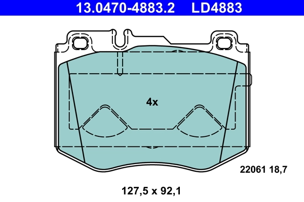 Brake Pad Set, disc brake ATE Ceramic 13.0470-4883.2