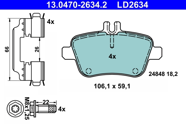 Brake Pad Set, disc brake ATE Ceramic 13.0470-2634.2