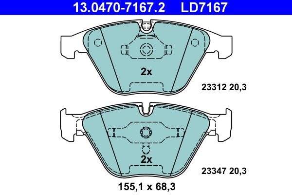 Brake Pad Set, disc brake ATE Ceramic 13.0470-7167.2