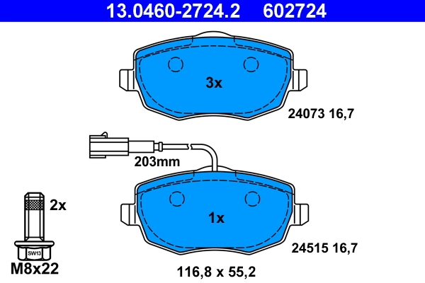 Brake Pad Set, disc brake 13.0460-2724.2