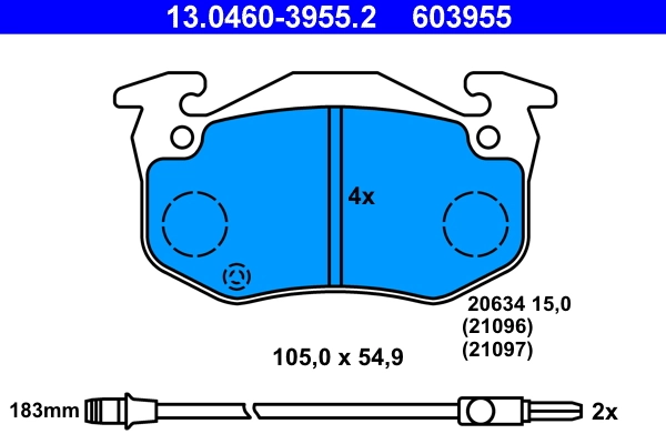 Brake Pad Set, disc brake 13.0460-3955.2
