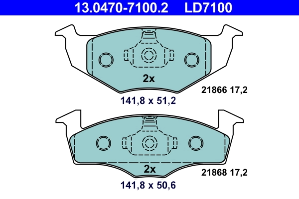 Brake Pad Set, disc brake ATE Ceramic 13.0470-7100.2