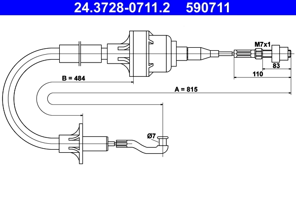 Cable Pull, clutch control 24.3728-0711.2