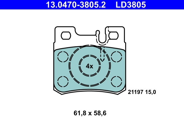Brake Pad Set, disc brake ATE Ceramic 13.0470-3805.2