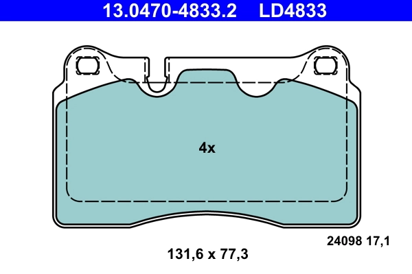 Brake Pad Set, disc brake ATE Ceramic 13.0470-4833.2