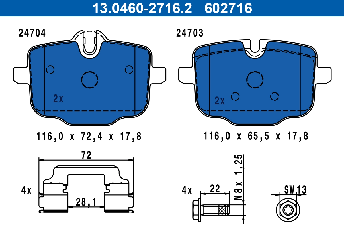 Brake Pad Set, disc brake 13.0460-2716.2