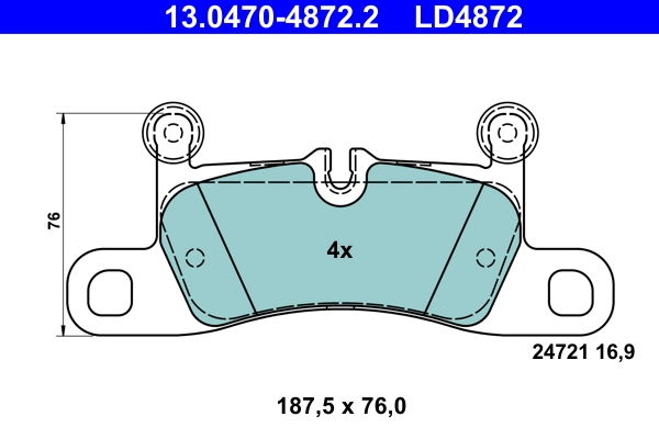 Brake Pad Set, disc brake ATE Ceramic 13.0470-4872.2
