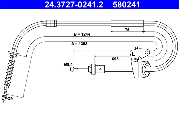 Cable Pull, parking brake 24.3727-0241.2