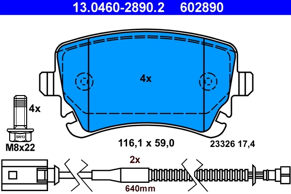 Brake Pad Set, disc brake 13.0460-2890.2