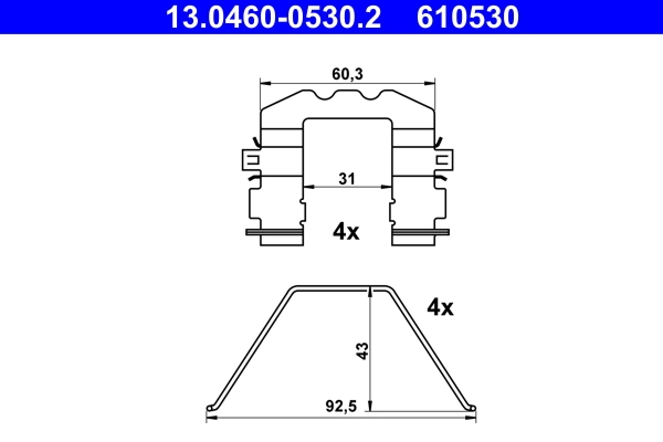 Accessory Kit, disc brake pad 13.0460-0530.2