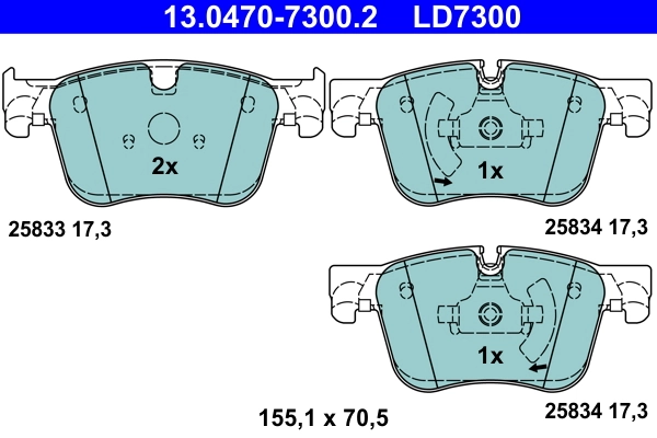 Brake Pad Set, disc brake ATE Ceramic 13.0470-7300.2