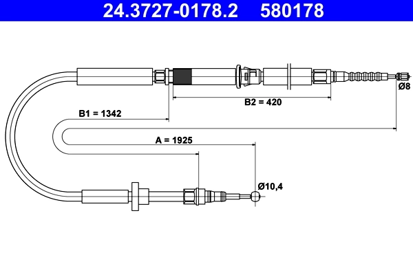 Cable Pull, parking brake 24.3727-0178.2