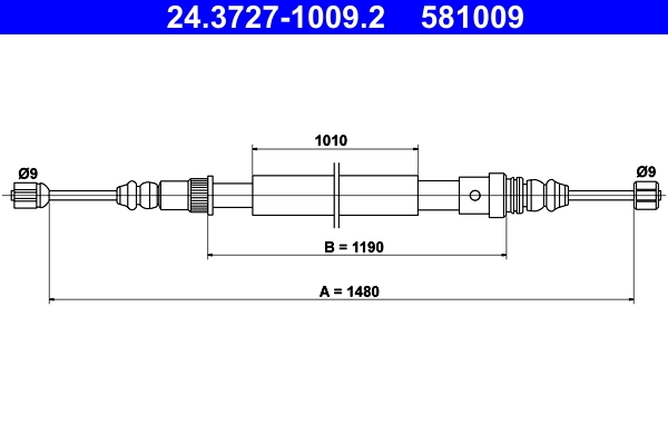 Cable Pull, parking brake 24.3727-1009.2