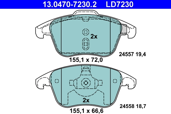 Brake Pad Set, disc brake ATE Ceramic 13.0470-7230.2
