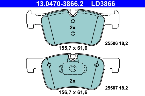 Brake Pad Set, disc brake ATE Ceramic 13.0470-3866.2