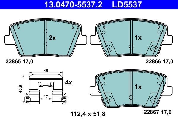 Brake Pad Set, disc brake ATE Ceramic 13.0470-5537.2