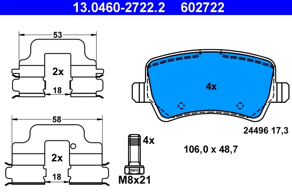 Brake Pad Set, disc brake 13.0460-2722.2