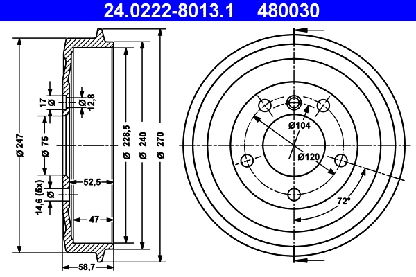 Brake Drum 24.0222-8013.1